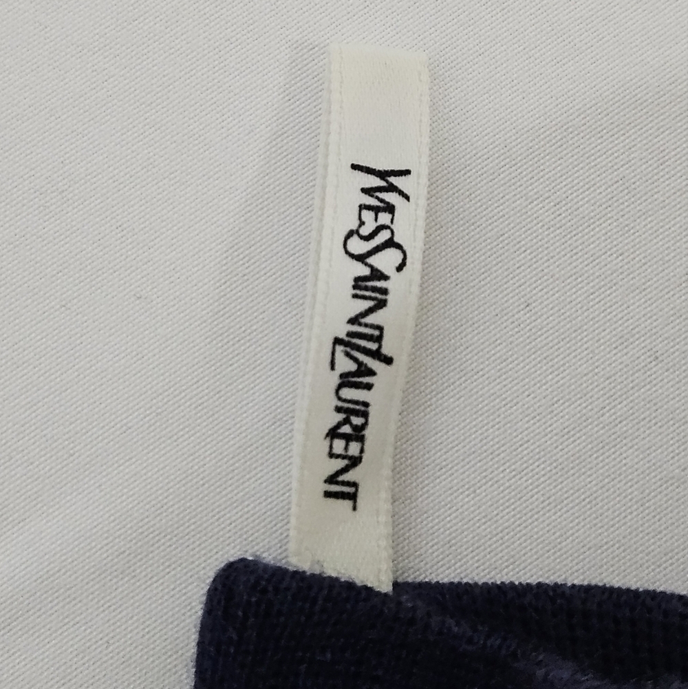 Yves Saint Laurent High Waisted Flared Leg Cotton Knit Shorts In Navy Blue Sz 4 - Picture 7 of 13